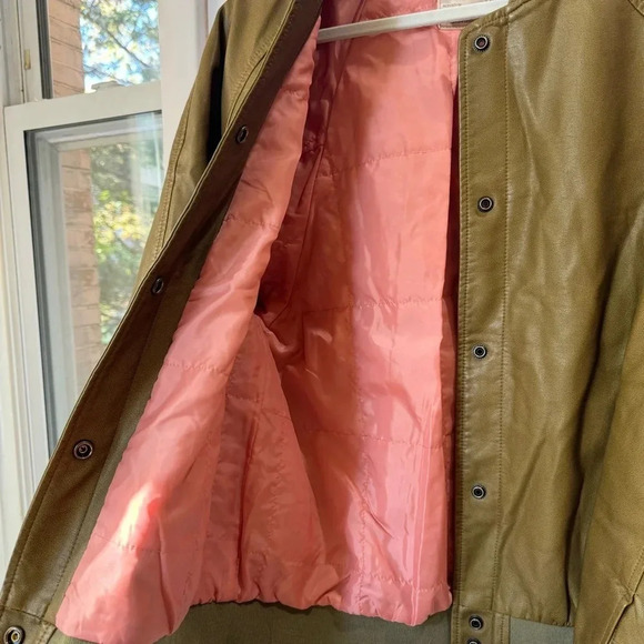 New Free People Wild Rose Vegan Leather Bomber Jacket Green We The Free Small - Picture 9 of 12